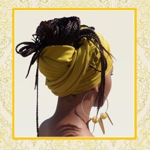 🌺GOLDEN YELLOW HEAD WRAP TURBAN CAP SCARF BOHO